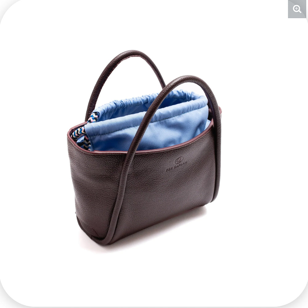 Dettaglio chiusura coulisse Mini Tote Mary bordeaux